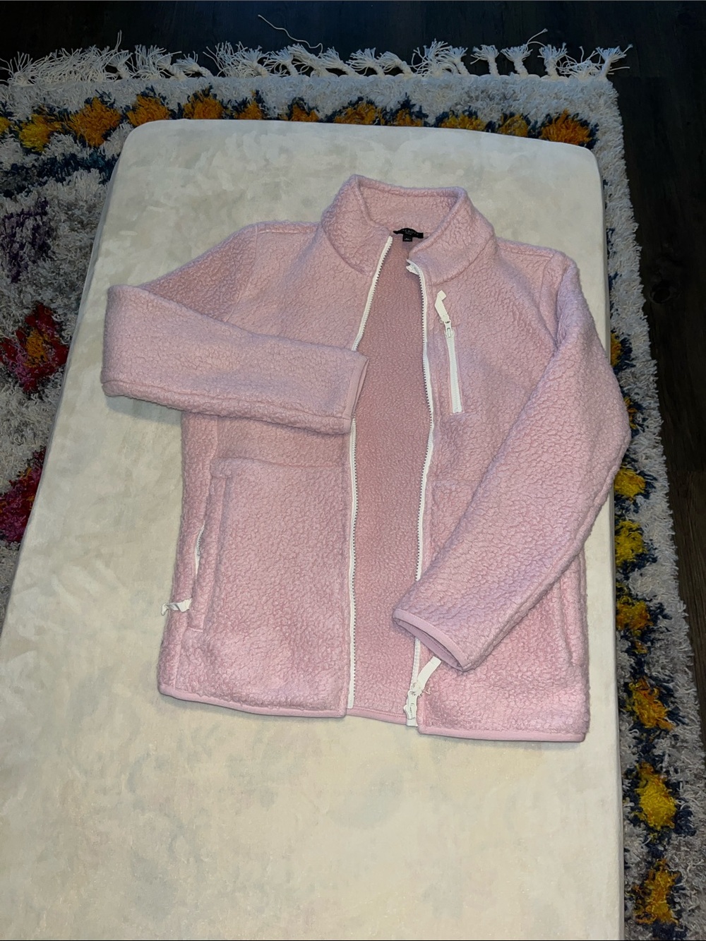 Talbots Petite Light Pink Sherpa Zip Jacket